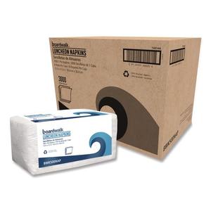 Boardwalk 12 In. X 12 In. 1-Ply 1/4-Fold Disposable Lunch Napkins White Colored <b>Paper</b> 6/Carton - Product Image 1