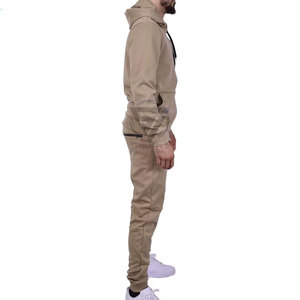 Ensembles 2 pièces pour hommes automne – Survêtements unisexes en molleton 100 % coton écologique avec pantalon droit et sweat à capuche zippé, personnalisables avec logo - Product Image 3