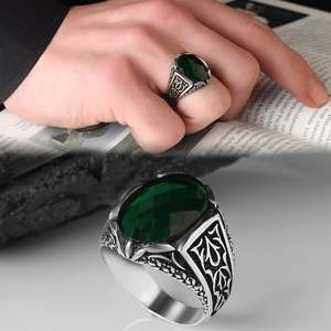 Wholesale Azuris VALKH1147 925 Sterling Silver Ottoman-Style Men's <b>Ring</b> with Natural Agate Stone Handmade in <b>Turkey</b> - Product Image 1