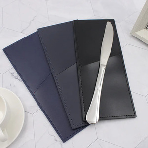Cubiertos de cuero genuino hechos a mano, bolsa organizadora de utensilios de mesa de comedor para suministros de Hotel - Product Image 5