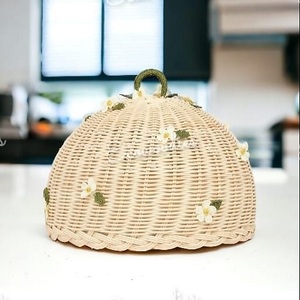Bread <b>Cover</b> Hand-Woven Round Food Bread <b>Cover</b> Refreshment Pizza Tray Fruit and Vegetable Wicker Woven Food <b>Cover</b> - Product Image 3