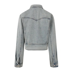 Logo de marque personnalisé veste en jean skinny délavé à l'acide pour femmes veste en coton respirant prix de gros pour les dames - Product Image 2