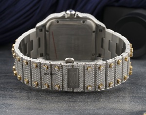 Montre de luxe en moissanite bicolore avec cadran romain, bijoux hip-hop haut de gamme, montre-bracelet en diamant - Product Image 4