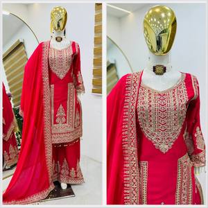 Nouvel ensemble de style Bollywood Cinon Top-Pent Dupatta, entièrement cousu, prêt-à-porter, réversible et extensible, idéal pour les fêtes, style indien et pakistanais - Product Image 3