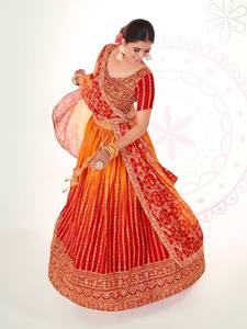 LANCEMENT DU NOUVEAU TISSU DE CRÉATEUR EN MOUSSETTE LOURDE SOIE LEHENGA CHOLI AVEC DUPATTA ET TRAVAIL BRODÉ - Product Image 4
