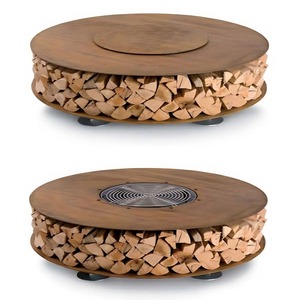Table de feu de camp multifonctionnelle en acier Corten pour l'extérieur, durable, alimentée au bois de chauffage, pour un patio écologique toute saison - Product Image 2
