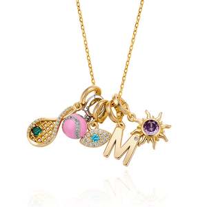 Pendentif de mode Jeulia Move My Way personnalisé avec breloque raquette de tennis et pierre de naissance, plaqué or 18 carats - Product Image 2