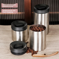 Bocal à café sous vide en acier inoxydable avec valve de dégazage unidirectionnelle, pompe à vide manuelle, récipient de stockage alimentaire hermétique, cadeaux d'affaires