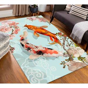 Tapis japonais à motif de poissons Koi, Tapis Koi, Tapis abstrait, Tapis animaliers, Tapis décoratif, Tapis en chenille - Product Image 2