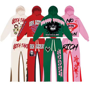 Nouveaux survêtements en molleton à capuche unisexes de style streetwear en gros, tous imprimés, logo personnalisé OEM, respirant, 100% coton, prix raisonnable - Product Image 1