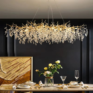 Lustres LED en cristal d'or de luxe lampes suspendues en aluminium à hauteur réglable pour plafond de vie <span class=keywords><strong>lustre</strong></span> intérieur pour Villa hôtels - Product Image 2