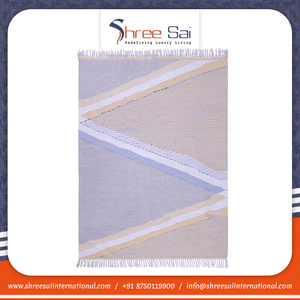 โรงงานพรมทอมือของอินเดียพรมผ้าฝ้าย100% ถักมือดีไซน์ทันสมัย - Product Image 2