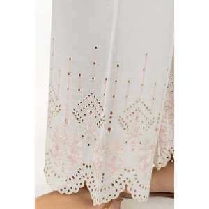 Pantalon large en mousseline brodée Off-White pour femme, taille haute/moyenne, élastique, respirant, design formel, élastique coloré - Product Image 3