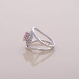 IGI Certified Oval Cut Pink Lab Grown Diamond Double Halo <b>Split</b> Shank Engagement-Wedding <b>Ring</b> in Solid 925 Sterling Silver - Product Image 2