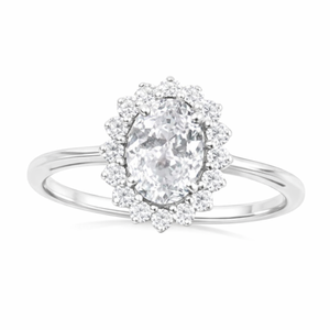 Anillo de Plata de Ley 925 con Zirconia Ovalada Romántica y Halo de Piedras Preciosas, Chapado en Rodio, para Bodas, Compromisos y Fiestas, Venta al Por Mayor para Mujeres - Product Image 5