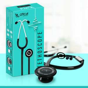 Stéthoscope étudiant OTICA noir en aluminium, diaphragme simple face et cadre chromé pour étudiants en médecine, infirmières - Product Image 5