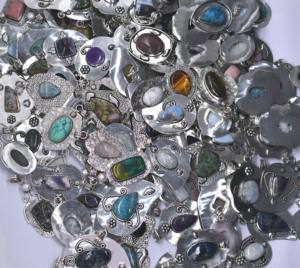 จี้925สไตล์วินเทจผสมหลากหลายรูปทรงอัญมณีธรรมชาติสัญลักษณ์ทางศาสนาคริสเตียนงานปาร์ตี้ทองเหลือง - Product Image 4