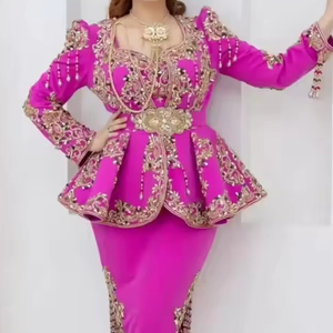 NOUVELLE BRODERIE ZARI SUR BELLE VESTE DE COULEUR & ROBE KARAKOU AVEC PERLES DE VERRE EN CRISTAL, PIERRE, PERLES, DABKA WORK @ 2024 - Product Image 1
