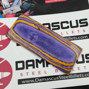 Pares de Escamas para Mango de Cuchillo, Color Morado Atardecer, Madera de Abedul Laminada Vibrante en Morado y Amarillo, Resina para Cuchillos Personalizados - Product Image 6