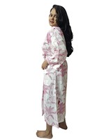 Magnifique peignoir en coton imprimé à la main avec motif floral pour femmes, fermeture à cordon, col en V, longueur intégrale, doux et lisse