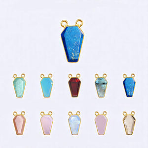 Nouvelle arrivée en argent Sterling forme de cercueil Aqua calcédoine pierre précieuse Double caution fabrication de bijoux connecteur offre limitée en gros - Product Image 4