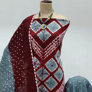 Traje Formal de Primavera con Cintura Natural en Línea A, Estampado en Seda Hecha a Mano, con Dupatta de Satén, Vestido de Fiesta - Product Image 1