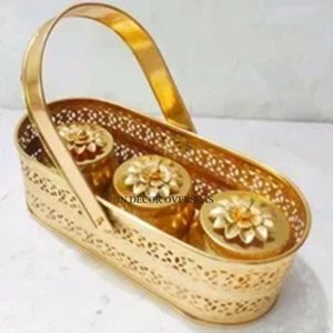 Venta mundial totalmente chapado en oro de alta calidad, aspecto más atractivo, regalo de diseñador elegante y cesta de cestas, accesorios de boda - Product Image 1