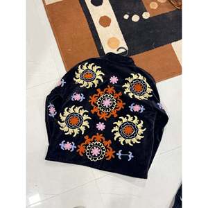 Chakra Reversible Leather <b>Jacket</b> for Ladies Autumn/Winter Coats Hand Embroidery <b>Quilted</b> Varsity Style Floral <b>Pattern</b> Finished - Product Image 1