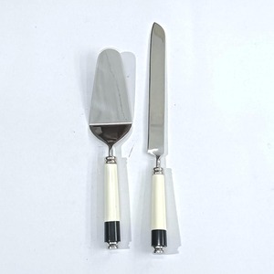 Wedding <b>Cake</b> <b>Server</b> Set Stainless Steel <b>Cake</b> Cutter Handmade Shiny Mirror Polish with Green Resin Handle - Product Image 5