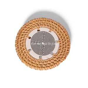 Bohemian Style Handmade Natural Rattan <b>Coaster</b> From Sustainable Material Vietnam for Home <b>Table</b> Use - Product Image 1
