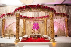 Stylish Spiral Crystal Wedding Mandap DecorGolden Spiral Crystal Wedding Mandap Decor Traditional Spiral Crystal Round WeddingUK - Product Image 2