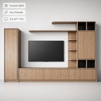 Ensemble de meuble TV et bibliothèque en bois écologique pour salon, adapté à différentes tailles de téléviseurs