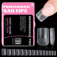 JIEYU 600 pièces de faux ongles carrés moyens mats à couverture complète, faux ongles carrés français en vrac pour salon de manucure à domicile, bricolage