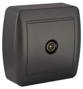 <b>Single</b> signal <b>socket</b> for surface-mounted TV, graphite, Mural Series (Solera MUR94NGU) - Product Image 1