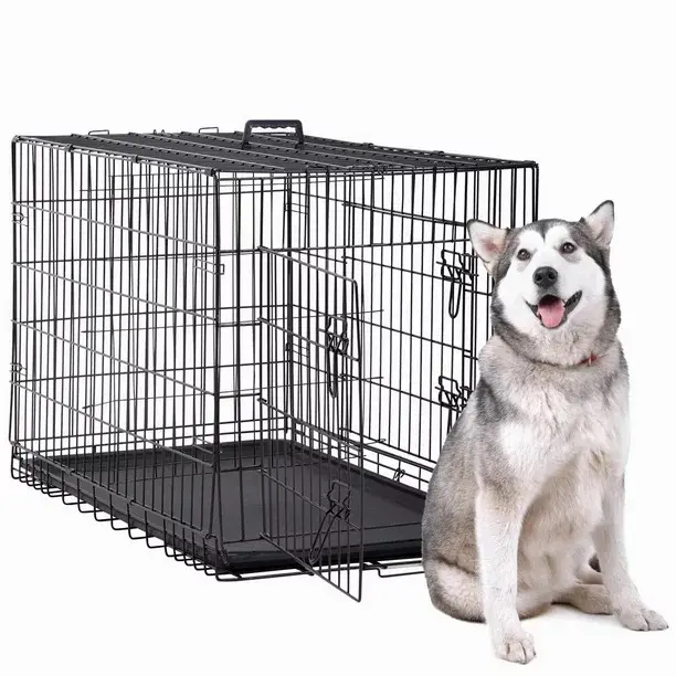 Pet Kennel Cat Dog Folding Stahl kiste Tier Laufs tall Draht Metall Pet House Home mit zwei Türen tragbaren Käfig