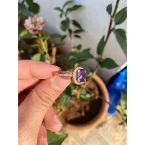 Amethyst Cushion Cut <b>Ring</b> 925 Sterling Silver Handmade Gemstone Jewelry Wholesale Supplier - Product Image 3