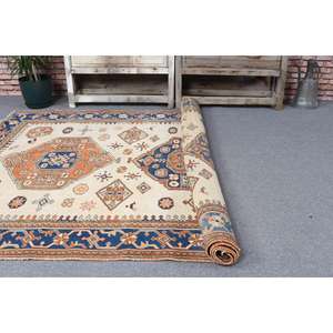 Alfombra Turca Vintage, Alfombra de 5.3x8.2 pies, Alfombra con Estampado Animal Azul y Naranja - Product Image 5