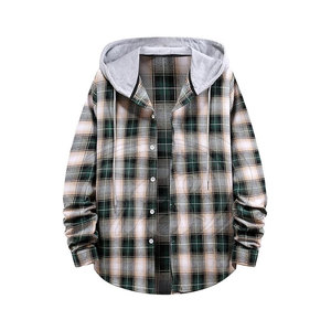 Custom Color Solid Winter Men's Hooded Shirt 100% Cotton Breathable Eco-Friendly Quick Dry Regular Fit High Quality Streetwear - Product Image 1