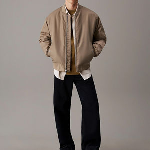 New Fast Shipments Winter Business Style Men's <b>One</b>-Piece Thickened <b>Fleece</b>-Lined Bomber Jacket Customized Service - Product Image 5