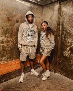 Ensemble sweat-shirt à capuche court avec patch brodé et imprimé poids lourd personnalisé Ensemble sweat-shirt à capuche et short vintage pour hommes - Product Image 3