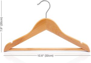 Wood Clothes <b>Hanger</b> <b>for</b> Wardrobe Bathroom Living Room-<b>for</b> Coat Pant Suit Shirt with Delicate Garments Securely - Product Image 3