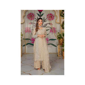 Vêtements de soirée de créateur sur toute la longueur, les femmes indiennes portent des vêtements ethniques lourds brodés, une robe lourde indienne pakistanaise - Product Image 5