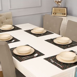 Ensemble de sets de table en coton 100% style traditionnel, lavable en machine, motif décoratif cerise noire, 35x45cm, imprimé, usage domestique, Turquie - Product Image 4