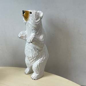 YEEYAYA intagliato a mano 5 \ "scultura in legno statua orso bianco figurina per la decorazione della casa regalo di natale animali selvatici camera decorazione - Product Image 4