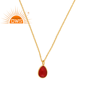 Collar con colgante de piedras preciosas de cuarzo granate doble chapado en oro de 18 quilates de plata de ley de la mejor calidad, fabricante de joyería fina Demi - Product Image 3