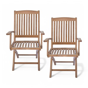 เก้าอี้ไม้สักพับได้ทำจากไม้ธรรมชาติทนทานเก้าอี้รับประทานอาหารกลางแจ้งเก้าอี้เท้าแขนทำจากไม้เฟอร์นิเจอร์ลานครัวลาน - Product Image 5