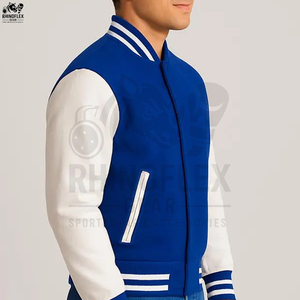 Vestes universitaires personnalisées en gros avec manches en cuir, veste respirante en polyester pour homme, veste universitaire unie vierge - Product Image 2