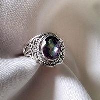 Bague en quartz mystique plaqué rhodium frais 925 bijoux de mariage de fiançailles en argent sterling pour les fêtes et les anniversaires