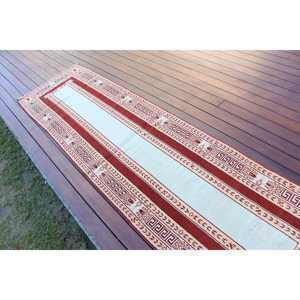 Vintage 2.5x9.3 ft Rug, Turkish Rug, <b>Red</b> Plants & trees <b>Wool</b> Rug - Product Image 3