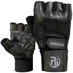 Gants d'haltérophilie demi-doigts avec fermeture à lacets et support de poignet pour l'entraînement sportif et sportif - Product Image 5